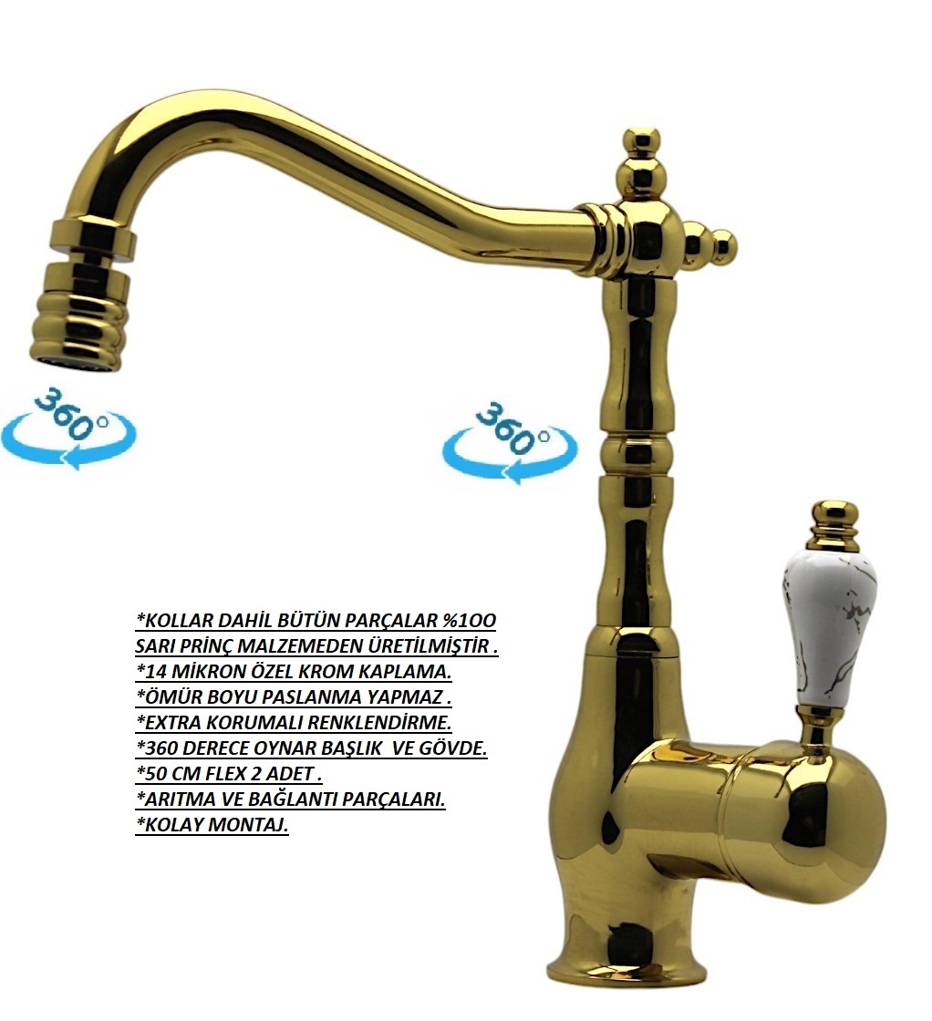 BANYO Altın Kısa Lavabo Bataryası