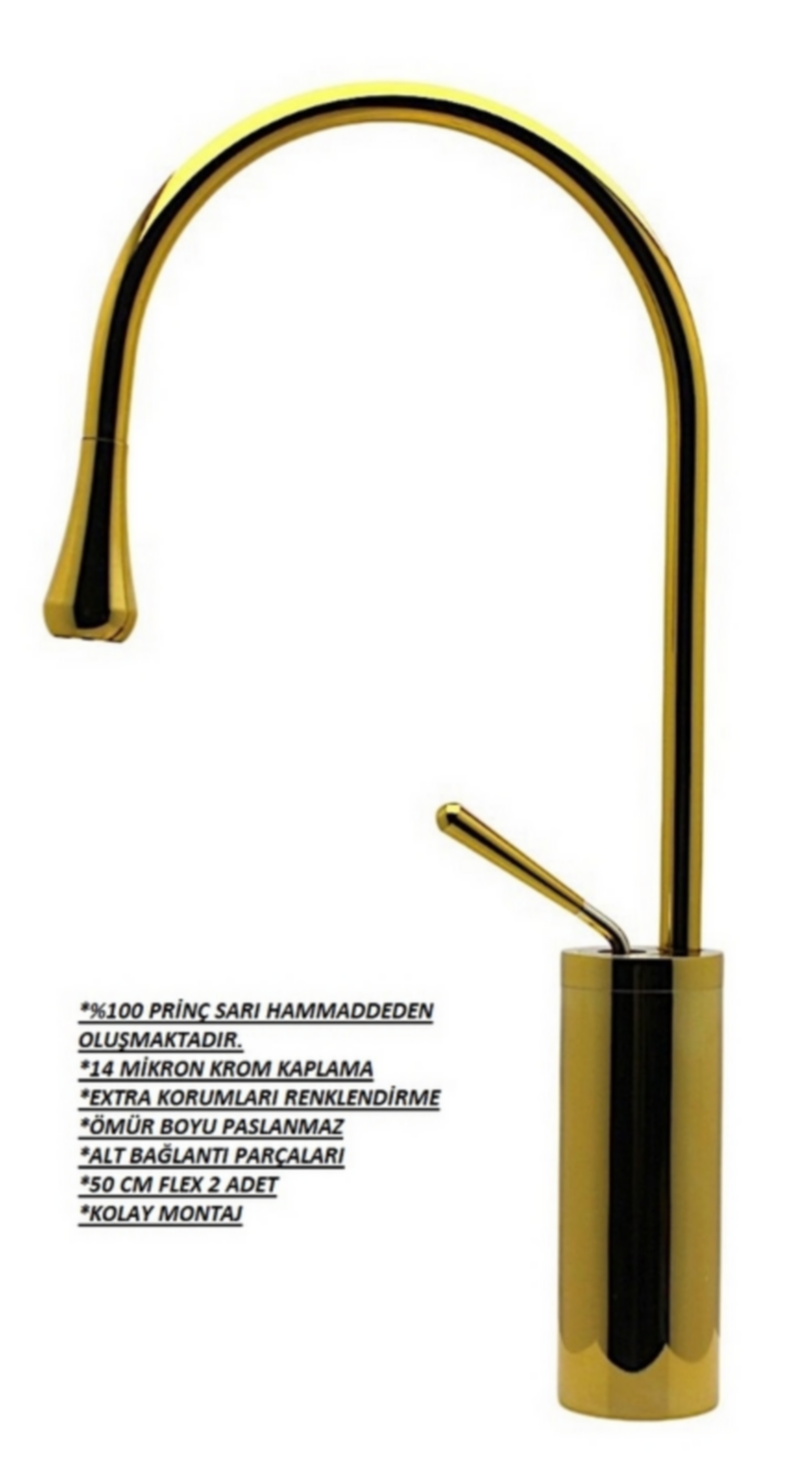 Altın Damla Yüksek Çanak Lavabo Batarya