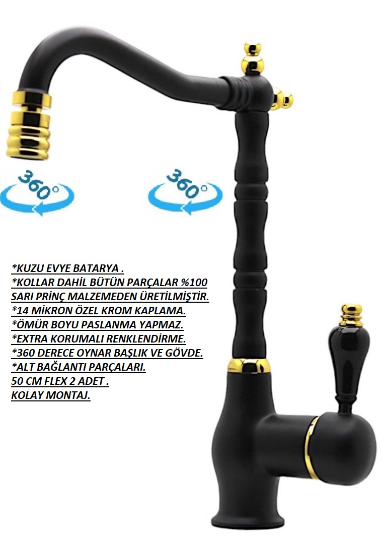 MUTFAK Siyah Altın Parçalı Evye 
